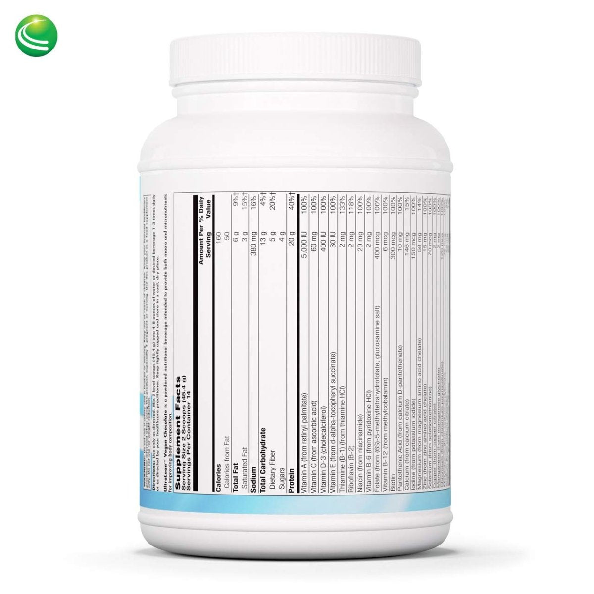 UltraLean Vegan Chocolate - Nutritional Plant-Based Protein Supplement, 1.4 Lb 10426
