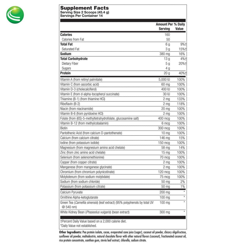 UltraLean Vegan Chocolate - Nutritional Plant-Based Protein Supplement, 1.4 Lb 10426