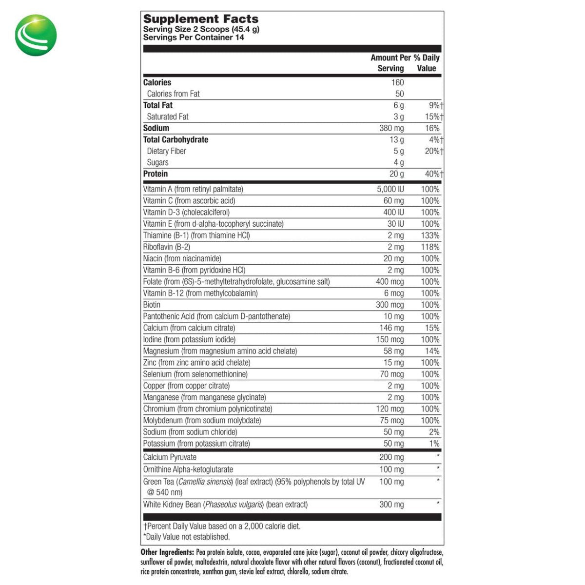 UltraLean Vegan Chocolate - Nutritional Plant-Based Protein Supplement, 1.4 Lb 10426