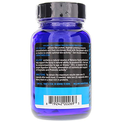 US Enzymes HCL-XYM Betaine HCL (Hydrochloride) 93 Caps