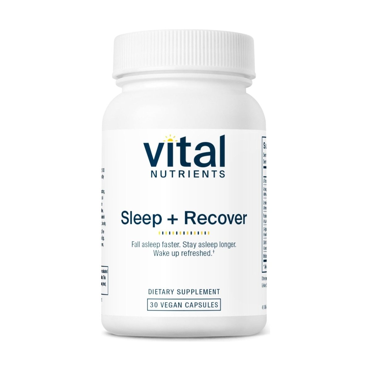 Vital Nutrients Sleep + Recover | Vegan Sleep Supplement |Sleep Support | Melatonin, Ashwagandha, & L-Theanine | Gluten, Dairy, and Soy Free | 30 Capsules