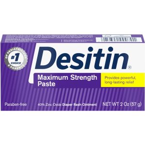 Desitin Maximum Strength Baby Diaper Rash Cream With 40% Zinc Oxide For Treatment, Relief & Prevention, Hypoallergenic, Phthalate- & Paraben-Free Paste, Travel Size, 2 Oz