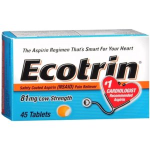 Ecotrin Low Dose Safety Coated Aspirin 81mg, 45 Tablets – Heart Health Support
