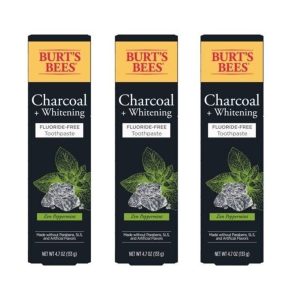 Burt's Bees Toothpaste, Fluoride Free, Zen Peppermint, Charcoal + Whitening 4.7 Oz