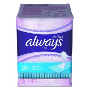 Always Regular Thin Pantiliner Unscented, 20 Count, 24 Per Case