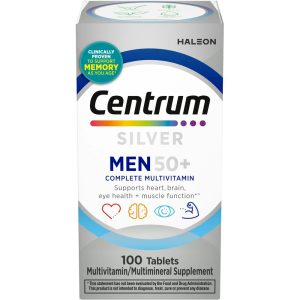 Centrum Silver Men 50+ Multivitamin Tablets, 100ct – Daily Nutritional Support for Men Over 50