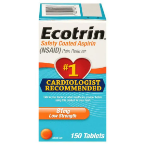 Ecotrin Low Dose Safety Coated Aspirin 81mg, 150 Tablets – 5 Month Supply
