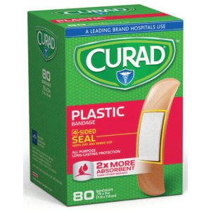 Curad Plastic Adhesive Bandages – 3/4" x 3" Standard Size, 80 Count