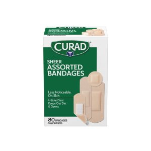 Curad Sheer Adhesive Bandages, Discreet Wound Protection – Assorted Sizes, 80 Count