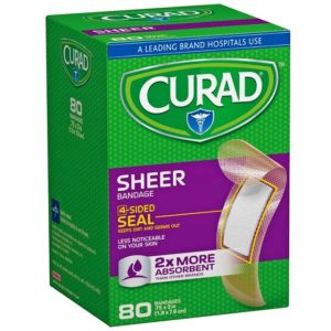 Curad Sheer Adhesive Bandages, Clear 80 Ct
