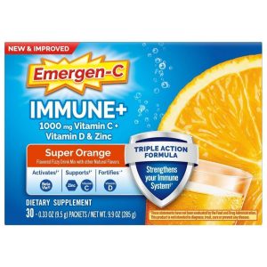 Emergen-C Vitamin C Fizzy Drink Mix, Super Orange – 1000mg – 30 Count