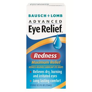 Bausch + Lomb Advanced Eye Relief Maximum Redness Relief – Sterile Lubricant Eye Drops, 0.5 fl oz (15 mL)