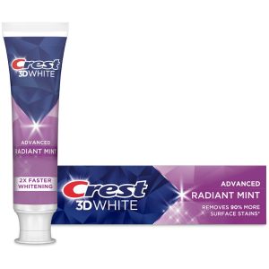 Crest 3D White Radiant Mint Teeth Whitening Toothpaste, Travel Size, 0.85 oz