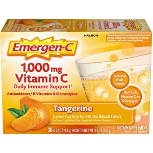 Emergen-C 30 Count, Tangerine Flavor) Dietary Supplement Fizzy Drink Mix With 1000 Mg Vitamin 0.33 Ounce Packets, Caffeine Free