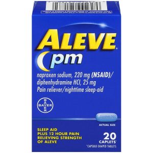 Aleve PM Nighttime Pain Reliever & Sleep Aid, 220mg Naproxen Sodium, 20 Count Caplets