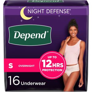 Depend Night Defense Incontinence Overnight Underwear for Women, Small, 16 Count
