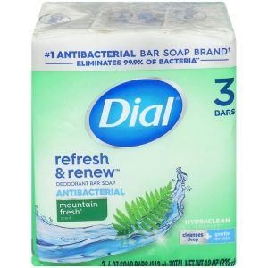 Dial Antibacterial Deodorant Bar Soap, Mountain Fresh, 4 OZ, 3 Bars