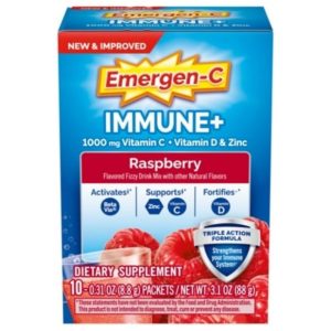 Emergen-C  Immune Support +Fizzy Drink Mix  Raspberry 10Ct