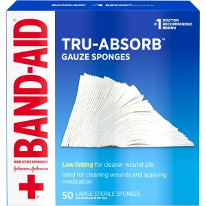 Band-Aid Brand Mirasorb Gauze Sponges – Large 4" x 4" (50 Count)