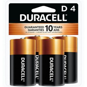 Duracell Coppertop D Batteries - 4 Pack Alkaline Battery