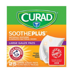 Curad Soothe plus Gauze Pads Large 4x4 In 25Ct