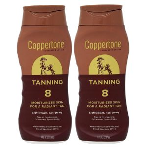 Coppertone Tanning Defend & Glow Sunscreen With Vitamin E Lotion SPF 8, 8 Fluid Ounces