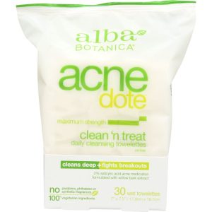 Alba Botanica ACNEdote Maximum Strength Clean 'n Treat Daily Cleansing Wet Towelettes 30 Ct Box