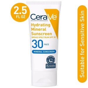 CeraVe Hydrating Mineral Face Sunscreen Lotion – SPF 30 - 2.5oz