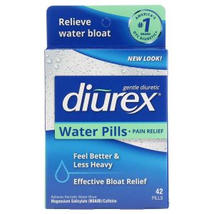 Diurex Water Pills + Pain Relief, Periodic Water Bloat & Cramp Reliever, 42 Count