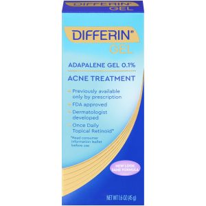 Differin Adapalene Gel 0.1% Acne Treatment, Prescription Strength Retinoid, 1.6 oz