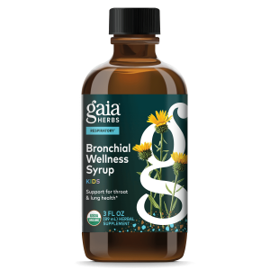 Gaia Kids Bronchial Wellness Syrup - Immune Support Supplement - Overall Throat & Lung Health Support - Certified Organic Formula with English Plantain, Grindelia & Honey - 3 Fl Oz (18 Servings)