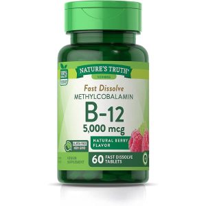 Nature's Truth Vitamin B-12, 5000 Mcg, Fast Dissolve Tablets, Natural Berry Flavor
