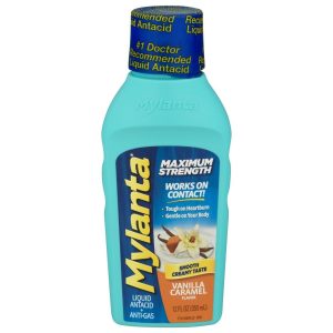 Mylanta Liquid Maximum Strength Vanilla Caramel Flavor Antacid + Anti Gas 12 Fl Oz