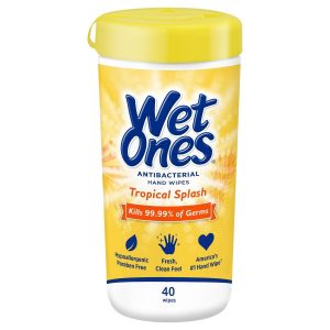 Wet Ones Antibacterial Hand Wipes, Tropical Splash Scent – 40ct Canister