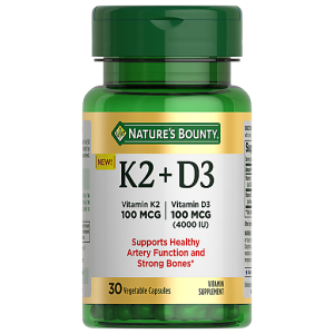 Nature's Bounty Vitamin K2 + D3, 100 Mcg, Vegetable Capsules