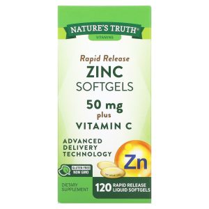 Nature's Truth® Zinc 50 mg Plus Vitamin C – Rapid Release Liquid Softgels