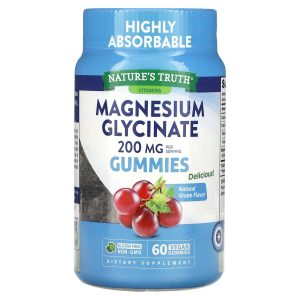 Nature's Truth Magnesium Glycinate, 200 Mg, Gummies, Delicious Sour Grape Flavor
