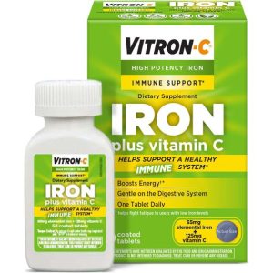 Vitron-C® High Potency Iron Supplement with Vitamin C – 60 Count