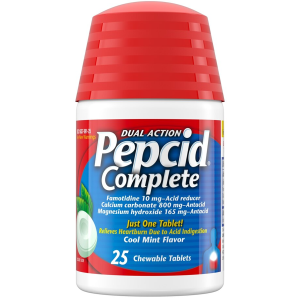 Pepcid Complete  Dual Action Cool Mint Flavor Acid Reducer 25 Chewable Tablets