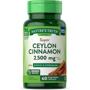 Nature's Truth Super Ceylon Cinnamon 2,500mg Plus Biotin & Chromium Vegetarian Capsules 60ct