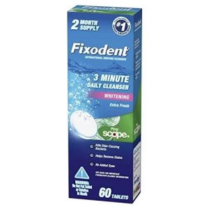 Fixodent Plus Scope Daily Denture Cleaner Tablets, 60 Count (2 Month Supply)