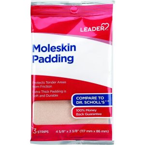Leader Moleskin Padding Sheets, Blister Prevention & Foot Pain Relief, 3 Count