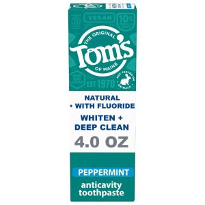 Tom's of Maine Whiten+Deep Clean Whitening Toothpaste With Fluoride Peppermint 4 Oz