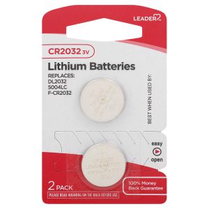 Leader, Batteries, Lithium, CR2032, 3 Volt, 2 Pack
