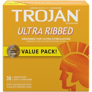 Trojan Ultra Ribbed Lubricated Latex Condoms Value Pack 36 ct