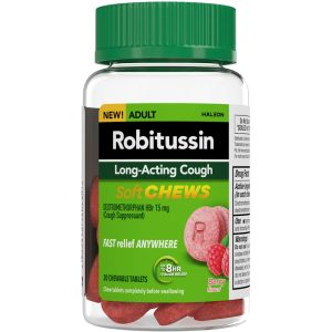 Robitussin Long Acting Cough, Adult, 15 Mg, Chewable Tablets, Berry Flavor