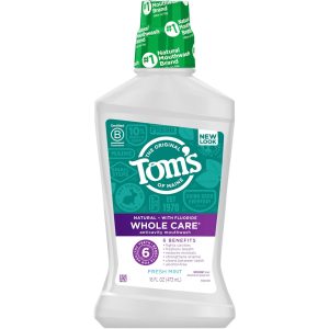 Tom's Of Maine Whole Care Fresh Mint Fluoride Mouthwash 16 Oz