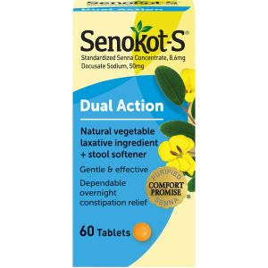 Senokot-S Dual Action Laxative + Stool Softener, 60 Tablets