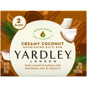 Yardley London Creamy Coconut Bath Bars – 2 Pack (4.25 oz each) – Ultra-Hydrating