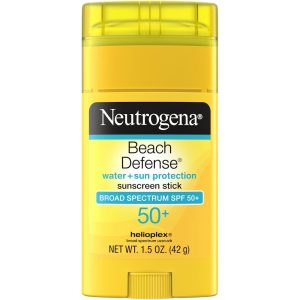 Neutrogena Beach Defense Sunscreen Stick, Water + Sun Protection, Broad Spectrum SPF 50+, 1.5 Ounce